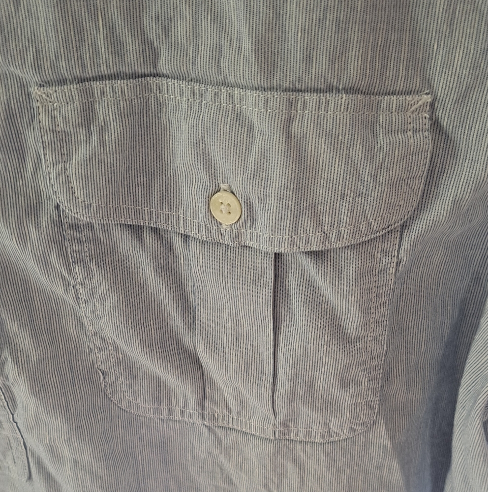 Banana Republic Blue Casual Button Down Shirt. Cotton/ Linen. - Picture 5 of 6